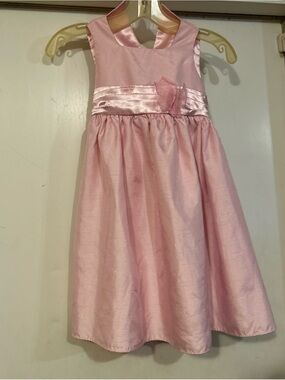 George Pink Satin A-Line Party Dress with Bow Accent